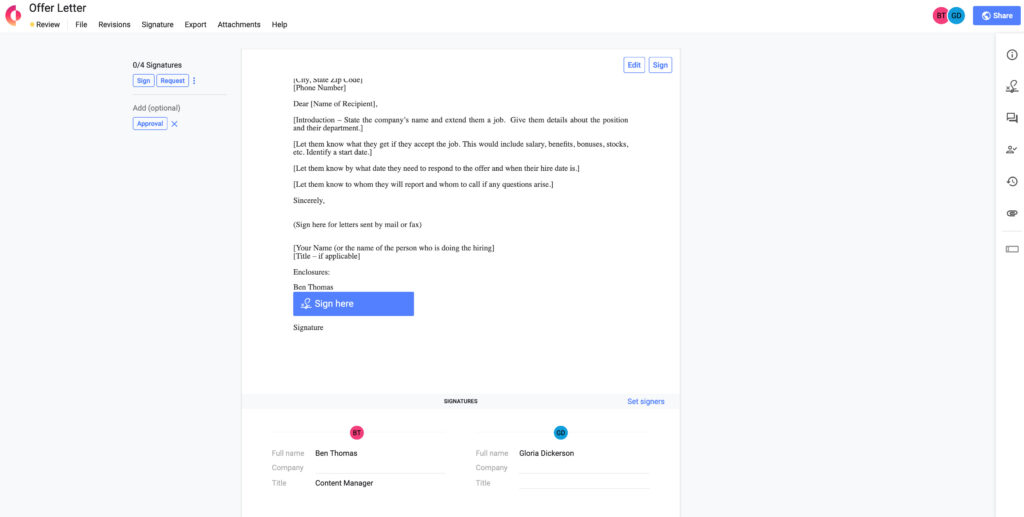 Creating an E-Signature in Concord - Step 1